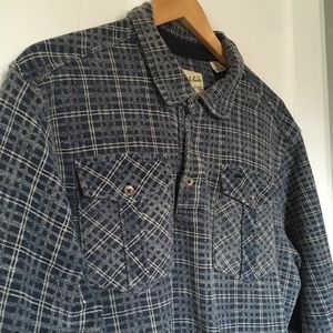 Scotch & Soda Blue Plaid Half Button Down Shirt XL